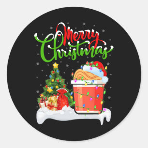 Sticker Rond Jeu de Noël Lumières Santa Hat Fast Food Cup Noodl