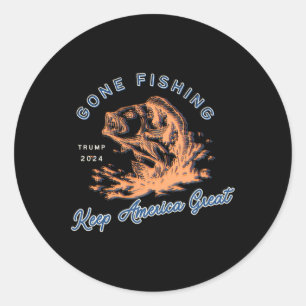 Sticker Rond Jeu de pêche Trump 2024 Drôle Sport Pêche Hob