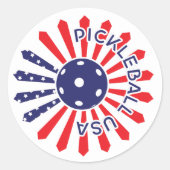 Sticker Rond ❤️ 💙 jeu de pickball américain 🤍 (Devant)