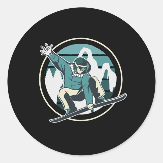 STICKER ROND JEU DE PLANCHE À NEIGE (Devant)