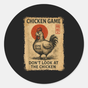 Sticker Rond Jeu de poulet drôle garçons japonais filles femmes