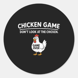 Sticker Rond Jeu de poulet mignon Ne regardez pas le poulet drô