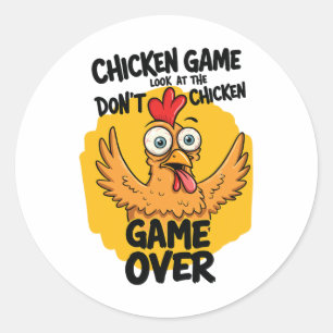 Sticker Rond Jeu de poulet Ne regardez pas le mème de poulet dr