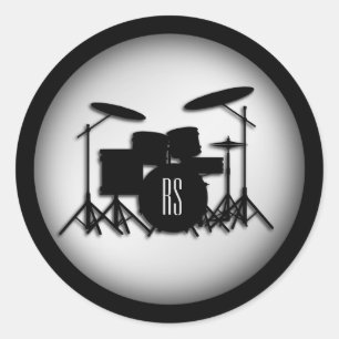 Sticker Rond Jeu de tambour Monogramme Argent