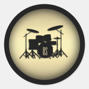 Sticker Rond Jeu de tambour monogramme or