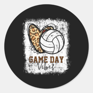 Sticker Rond Jeu de volleyball Bleu Vibes Volleyball Maman