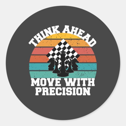 Sticker Rond Jeu d'échecs Jeu d'esprit de précision (Devant)