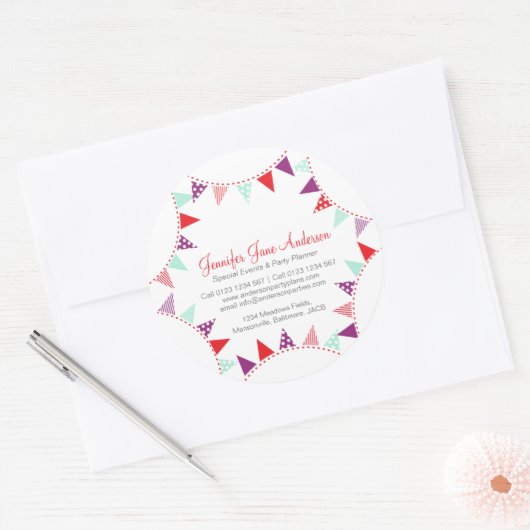 Sticker Rond Jeu d'événements planificateur rouge violet aqua (Enveloppe)