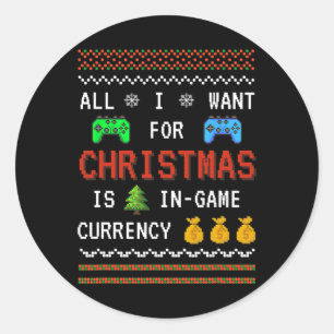 Sticker Rond Jeu Devise Noël Jeu Vidéo de vacances Adulte Y
