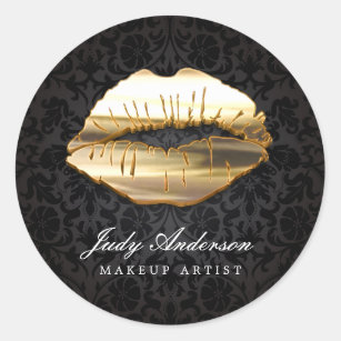 Sticker Rond Jeu d'oeil 3D Black Gold Lips Artiste de maquillag
