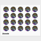 Sticker Rond Jeu et arcade Anniversaire Merci (Feuille)