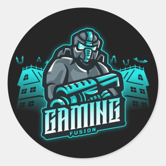 Sticker Rond Jeu Fusion Retro Gamer (Devant)