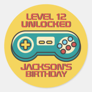 Sticker Rond Jeu Jaune Niveau Déverrouillé Jeu Rétro Anniversai