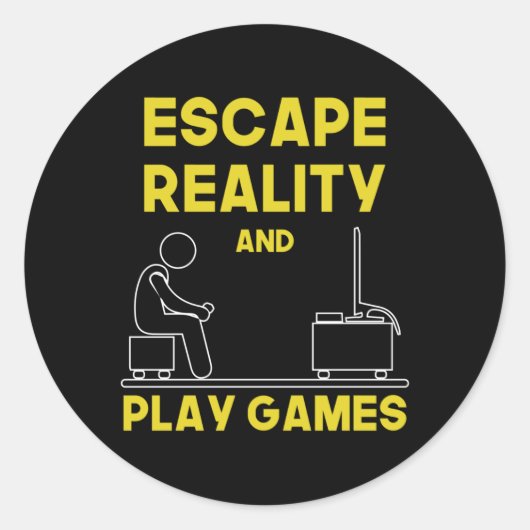 Sticker Rond Jeu Jeu Joueur Vidéo Jeu Console Idée cadeau (Devant)