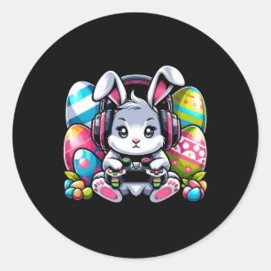 Sticker Rond Jeu Joyeux Jour de Pâques Jouet de lapin Oeuf Drôl