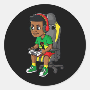 Sticker Rond Jeu Junetdix Gamer Fun Boys Enfants Ados Jeu