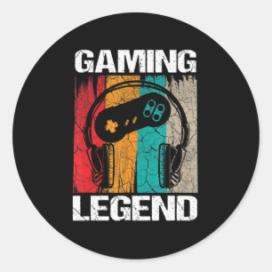 Sticker Rond Jeu Legend Joueur Jeux Vidéos Cadeaux Vintages Gar
