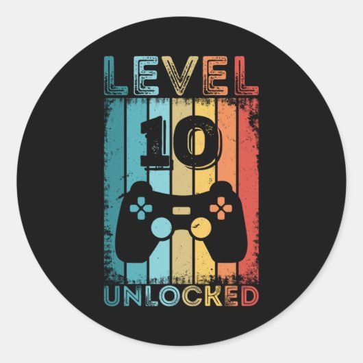 Sticker Rond Jeu niveau 10 déverrouillé 10e anniversaire Jeu ca (Devant)