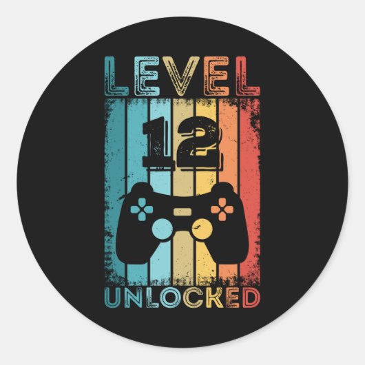 Sticker Rond Jeu niveau 12 déverrouillé 12e anniversaire Jeu ca (Devant)