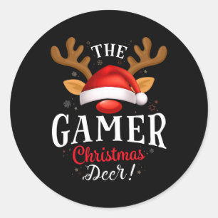 Sticker Rond Jeu Noël Deer Pjs Xmas Famille Correspondance