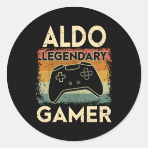 Sticker Rond Jeu Nom personnalisé Aldo Joueur légendaire