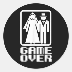 Sticker Rond Jeu sur la chemise drôle Mariage marié Groom Gamer