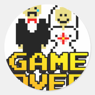 Sticker Rond Jeu sur le mariage (8 bits)