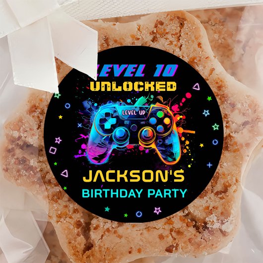 Sticker Rond Jeu Sur Vidéo Niveau De Jeu Vers L'Anniversaire de