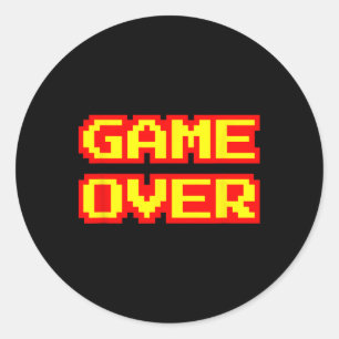 Sticker Rond Jeu sur Vintage Retro Arcade Jeux Vidéo Jeu