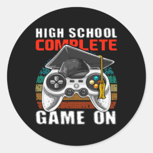 Sticker Rond Jeu Vidéo Complet de l'école Cadeau Graduation Sen