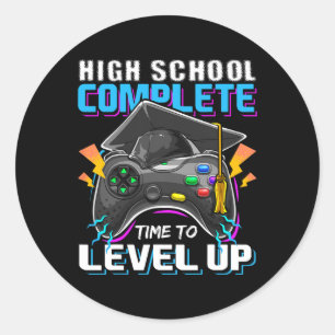 Sticker Rond Jeu Vidéo Complet de l'école Cadeau Graduation Sen