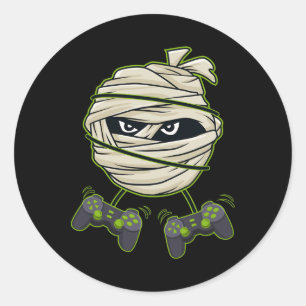 Sticker Rond Jeu vidéo de la maman d'Halloween Contrôleurs garç