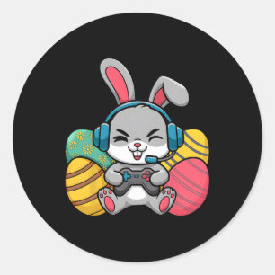 Sticker Rond Jeu Vidéo de Pâques oeufs de lapin Jeu Garçons Hom