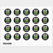 Sticker Rond Jeu vidéo déverrouillé de 4e année à l'école (Feuille)
