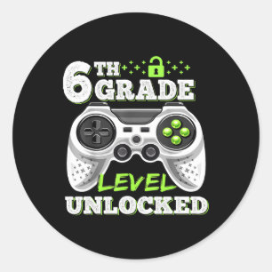 Sticker Rond Jeu vidéo déverrouillé de 6e année à l'école