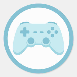 Sticker Rond Jeu Vidéo Fête de Joueurs Manette de Jeu