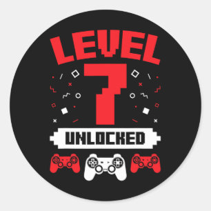 Sticker Rond Jeu Vidéo Jeu Anniversaire 7 Année Vieux Joueur Ca