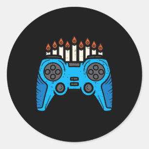Sticker Rond Jeu Vidéo Joueur Hanoukka Chanukah Hommes Garçon J