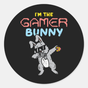 Sticker Rond Jeu Vidéo Jour de Pâques de la Danse Bunny du Game
