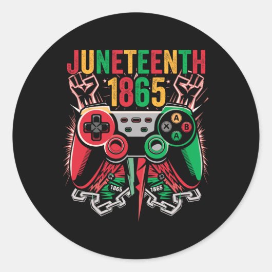 Sticker Rond Jeu vidéo Juneteenth 1865 Célébrer Juneteenth Ki (Devant)