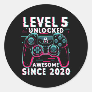 Sticker Rond Jeu vidéo niveau 5 débloqué pour enfants Jeu d'ann
