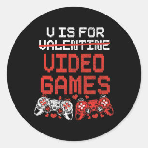 Sticker Rond Jeu Vidéo Valentines Chemise de Jour Pour Garçons 