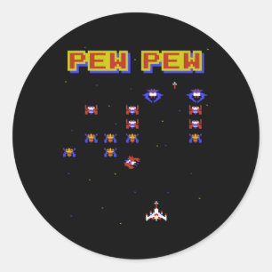 Sticker Rond Jeu Vidéo Vieux jeu d'école 80s Vintage jeu de jeu