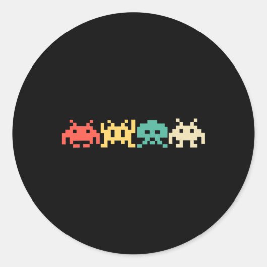Sticker Rond Jeu vidéo Vintage Retro Arcade 2 (Devant)
