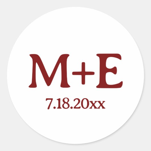 Sticker Rond Jeune couple initiale rouge et date (Devant)