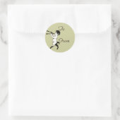 Sticker Rond Jeune Faun Avec Double Flûte (Sac)