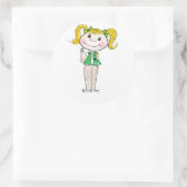 Sticker Rond Jeune fille scout tenant sa promesse (Sac)