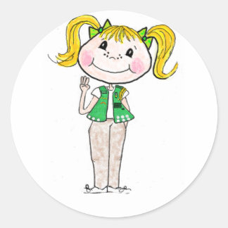 Sticker Rond Jeune fille scout tenant sa promesse