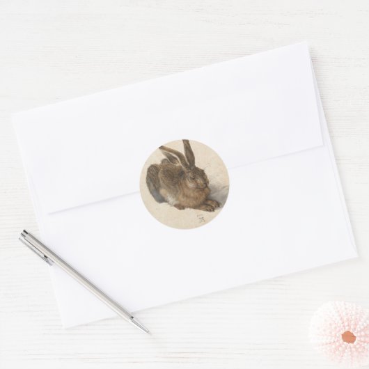 Sticker Rond Jeune lièvre | Albrecht Dürer (Enveloppe)