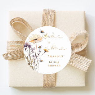 Sticker Rond Jeune mariée bouquet champêtre mariage ivory showe